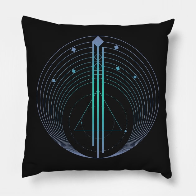 Blue Galaxy minimal geometric futuristic Pillow by soycarola