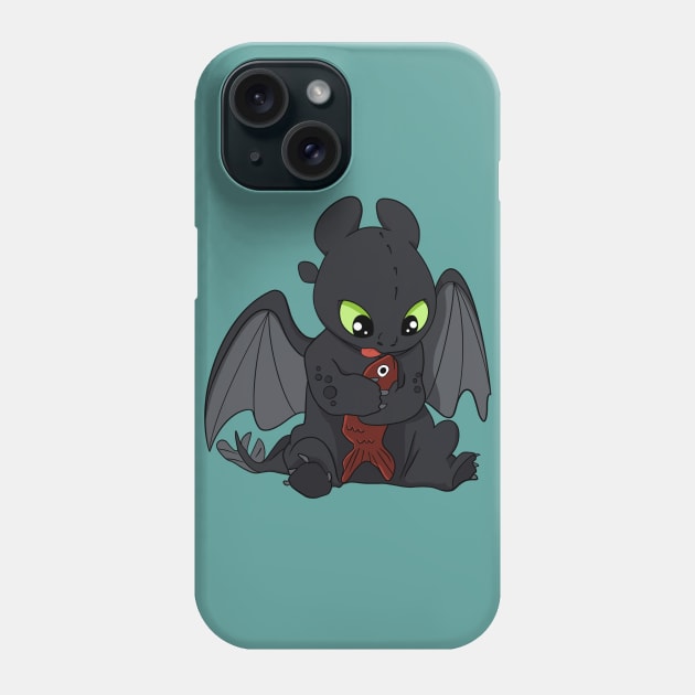 Toothless with fish, How to train your dragon character, Httyd night fury Phone Case by PrimeStore