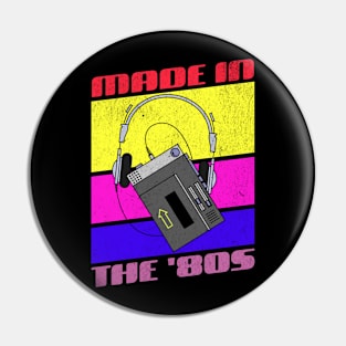 Made in the 1980s Retro Rainbow Generic Radio Cassette Player Pin