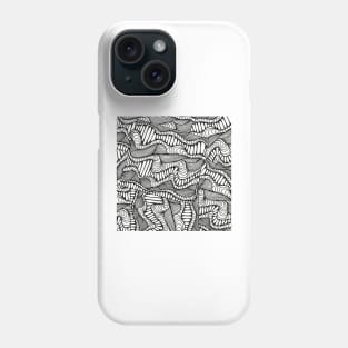 Black and White Zentangle Wavy Doodle Design Phone Case