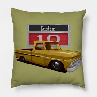 1966 Slammed Gold Chevy C10 Truck Pillow