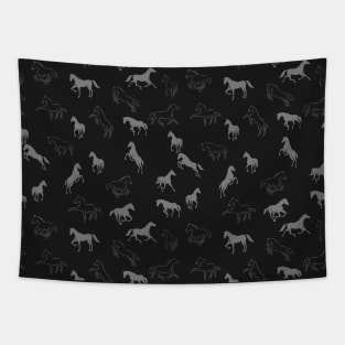 Horses, dark grey Tapestry