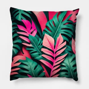 A colorful design with tropical leaves. For lovers of nature and vibrant colors. Pillow