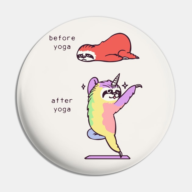 Sloth After Yoga Pin by huebucket