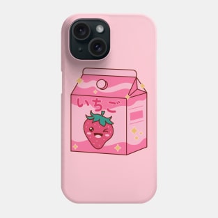 Strawberry Milk Box Cute Kawaii Smiley Phone Case