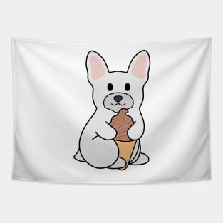 White French Bulldog Ice Cream Chocolate Tapestry