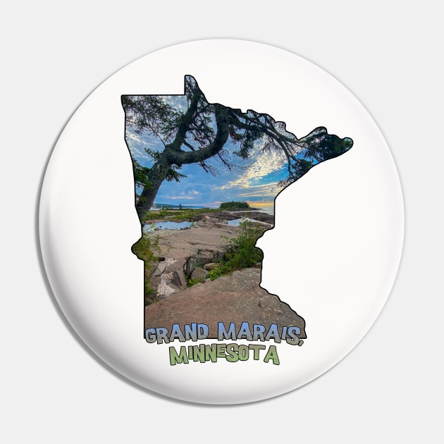 Minnesota State Outline - Grand Marais Pin by gorff