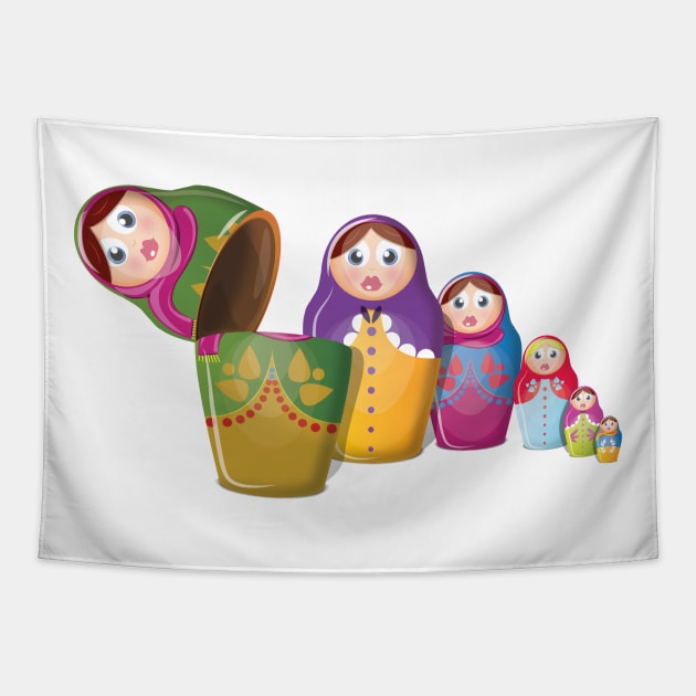 Wooden Russian Dolls Tapestry by nickemporium1