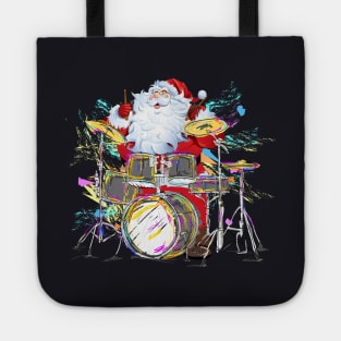 Christmas Santa Claus Playing Drums Tote