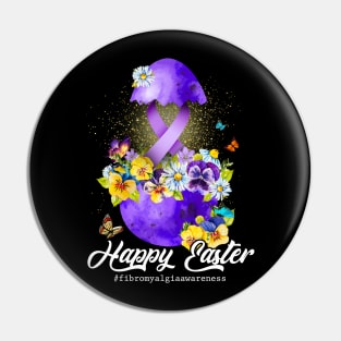 Happy Easter Fibromyalgia Awareness Purple Ribbon Pin