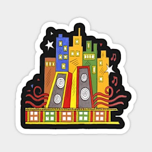 colourful buildings, indian style, phad painting, handmade Magnet