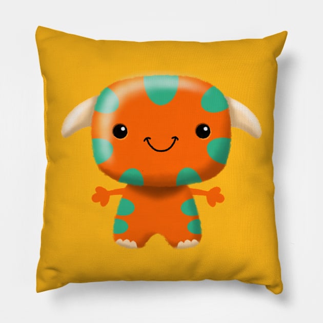 Cute Orange Monster Pillow by avertodesign