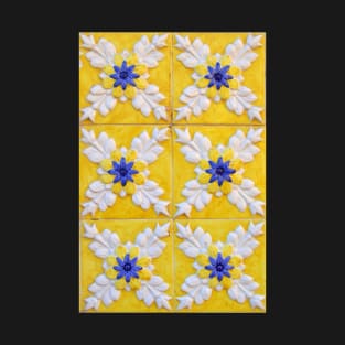 Portuguese azulejos. Yellow, white and blue tiles, Coimbra, Portugal T-Shirt