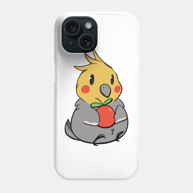 Cute Cockatiel Snacking on Fresh Apple Phone Case by JaychelDesigns