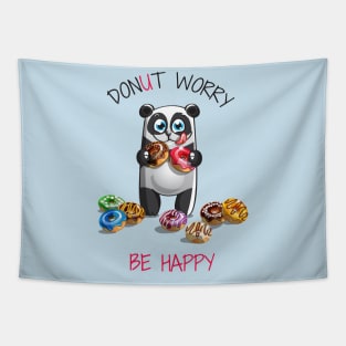 Panda Donut Worry Tapestry