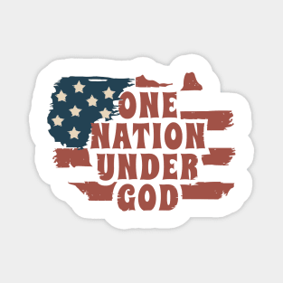One nation under god in rustic flag map Magnet