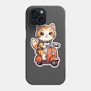 Cute cartoon cat on a scooter Phone Case