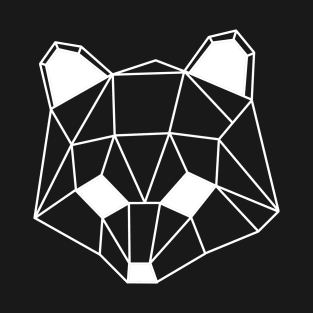 Low Poly Line Raccoon White T-Shirt