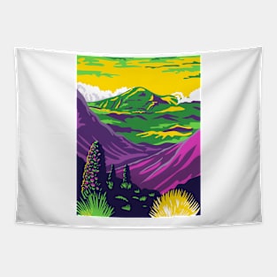 Haleakala National Park and Haleakala Volcano in Maui Hawaii United States WPA Poster Art Color Tapestry