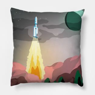 Rocket Taking Off Pillow