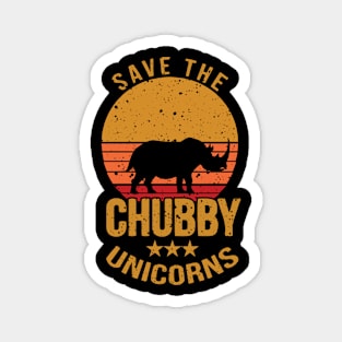 Save The Chubby Unicorns Funny Retro Gift, Rhino Magnet