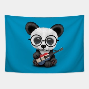 Baby Panda Playing Dutch Flag Guitar Tapestry