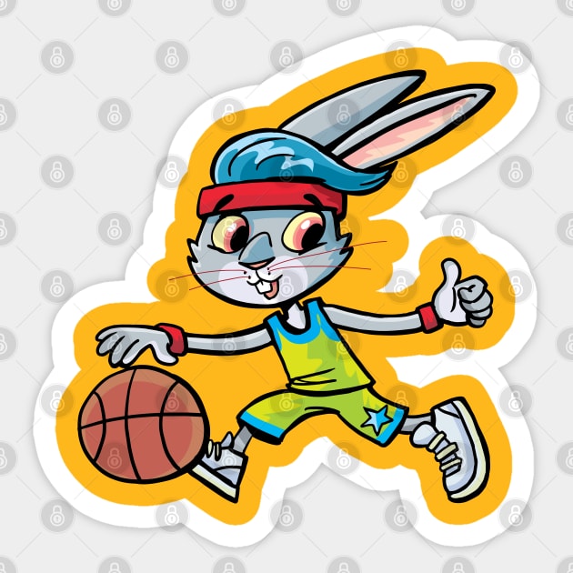 rabbit basketball player - Basketball Player - Sticker | TeePublic