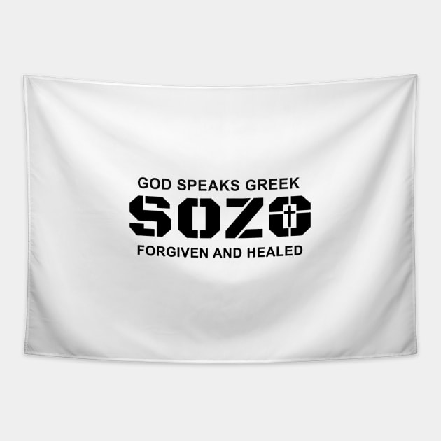 Sozo, God Speaks Greek Tapestry by The Witness
