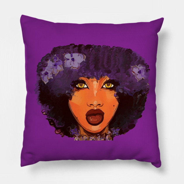 Beauty Woman Floral Afro Natural Hair Natural Hair Pillow