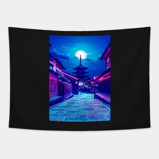 Yasaka Pagoda Cyberpunk tone Tapestry