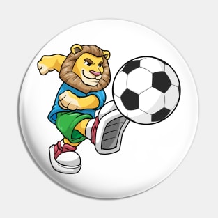 Lion as soccer player with a soccer ball Pin