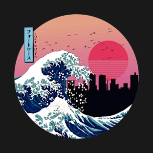 Fort Worth Kanagawa Wave Retro T-Shirt