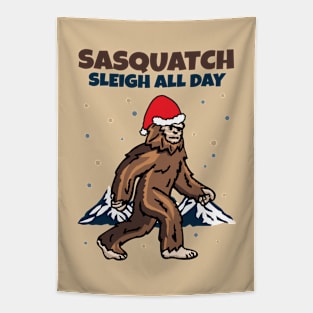 Santa Sasquatch Merry X'mas Tapestry