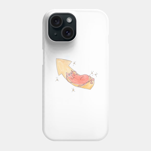 Cat lies on the pointer. Arrow up. Motivation. Achievement of the goal. Planning. Watercolor illustration humorous. Humor, fun design modern Phone Case by grafinya