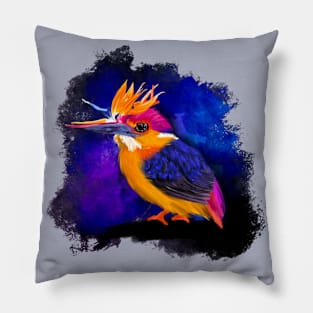 Dwarf Kingfisher + Bird of Paradise Flower Pillow