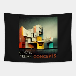 Futuristic building concept digital art Tapestry