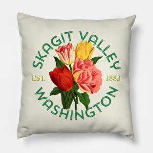 Skagit Valley Washington Vintage Tulip Gardeners Floral Pillow