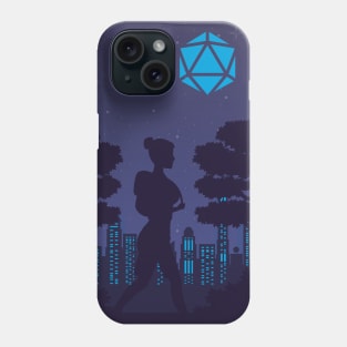 Futuristic Polyhedral D20 Dice Moon Cityscape RPG Landscape Phone Case