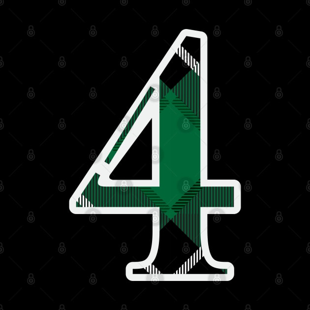 4 Sports Jersey Number Green Black Flannel by Design_Lawrence