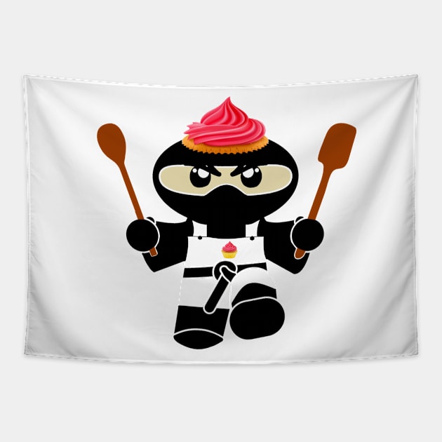 Cupcake Ninja Tapestry by BusyDigiBee