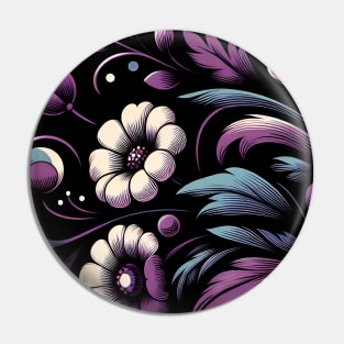 Violet Floral Illustration Pin