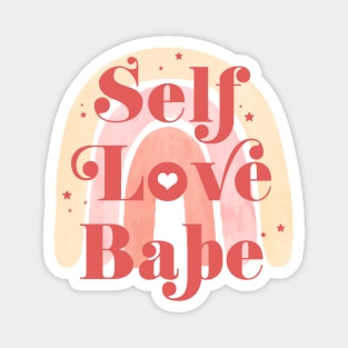 Self Love Babe Feminine Cute Aesthetic Girl Quote with rainbow stars & a heart Magnet