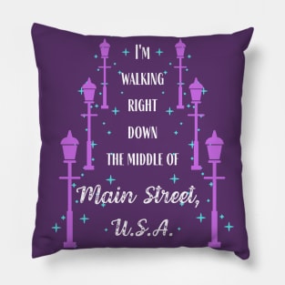 Walking down Main Street USA Pillow