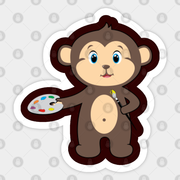 Cartoon Monkey V2 Painter Cartoon Monkeys Sticker Teepublic