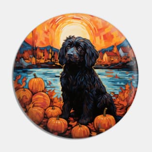 Newfoundland Dog Halloween painting Pin