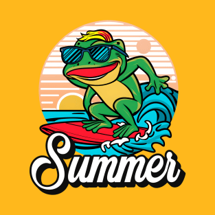 frog plays surfboard in the summer T-Shirt