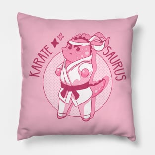 The cute pink Karatesaurus (Dinosaur and karate) Pillow