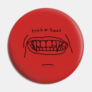 Halloween Horror Trick or Treat Fangs Line Art Pin