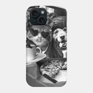 Dog Cat Drive-in With Pizza Coffee Flowers Phone Case