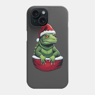 Lizard in santa hat christmas pocket design Phone Case
